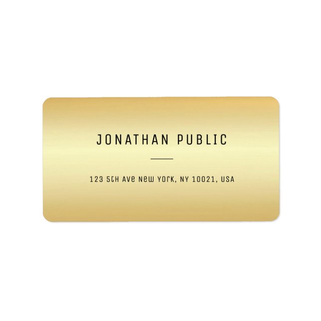 Custom Elegant Gold Modern Minimalist Template Label (Front)