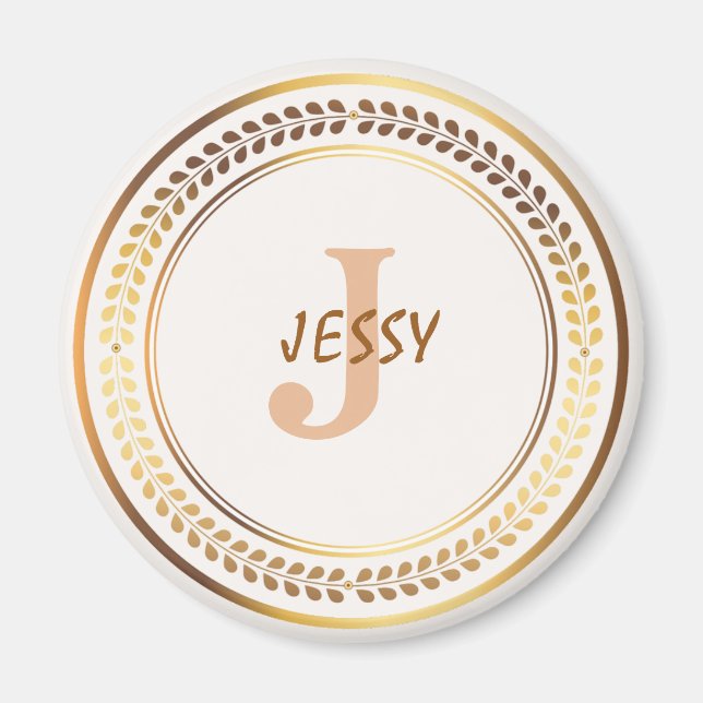 CUSTOM ELEGANT GOLD MONOGRAM TEMPLATE MAGNET (Front)