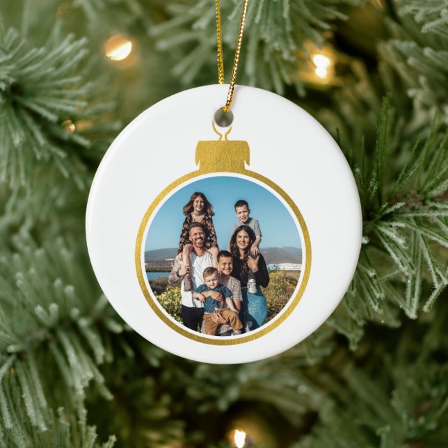Custom Elegant Gold Photo Ornaments Christmas (Tree)