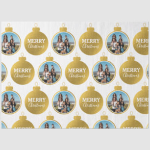 Custom Elegant Gold Photo Ornaments Christmas Tissue Paper