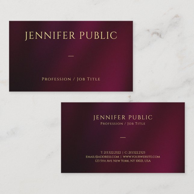 Custom Elegant Gold Text Professional Luxury Business Card (Front/Back)