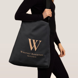 Custom Elegant Golden Monogram and Profession Crossbody Bag