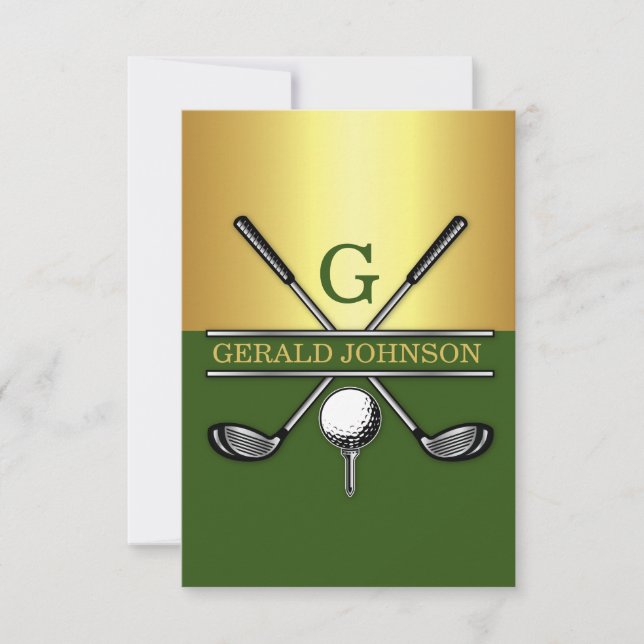 Custom Elegant Golf Monogram 3.5x5 Invitation (Front)