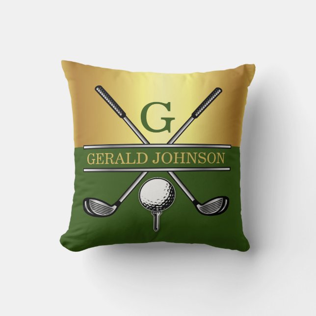 Custom Elegant Golf Monogram Cushion (Front)