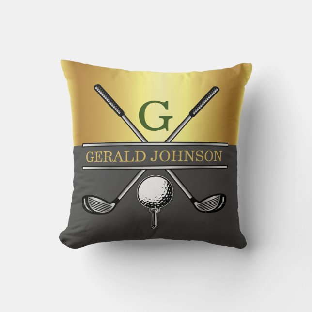 Custom Elegant Golf Monogram Cushion (Front)