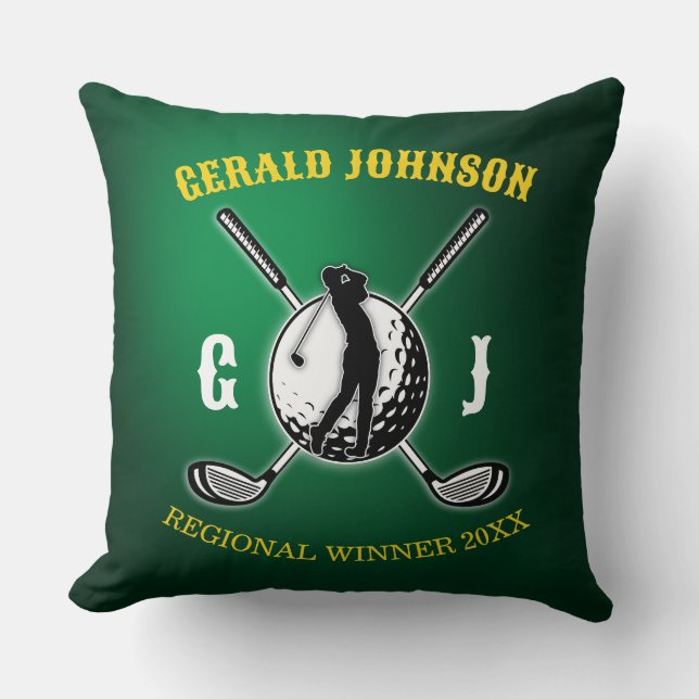 Custom Elegant Golf Monogram Design Cushion (Front)