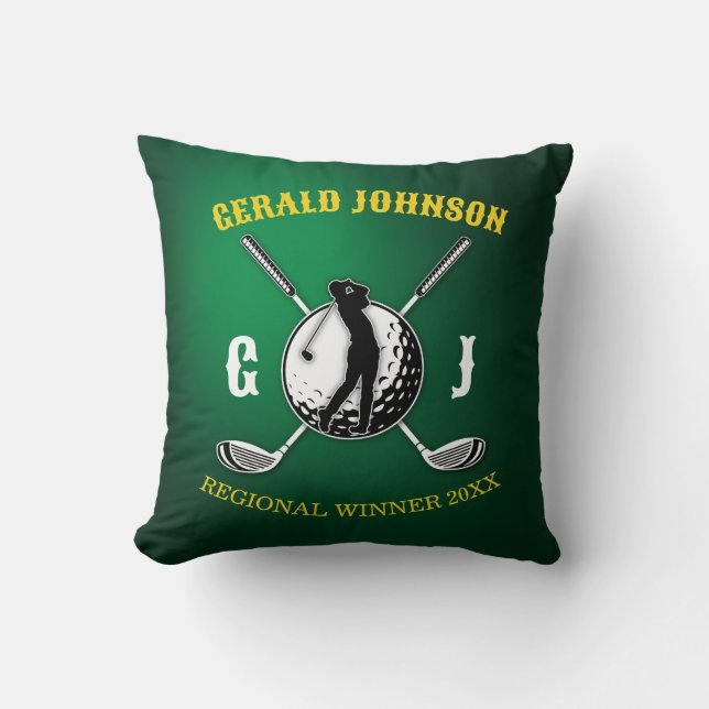 Custom Elegant Golf Monogram Design Cushion (Front)