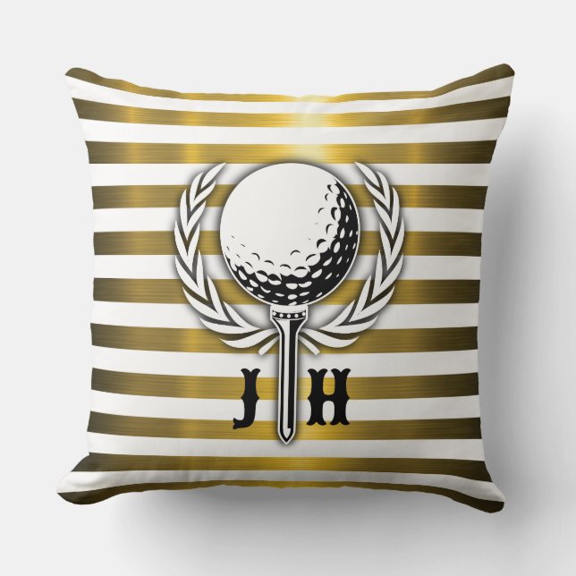 Custom Elegant Golf Monogram Design Cushion (Front)