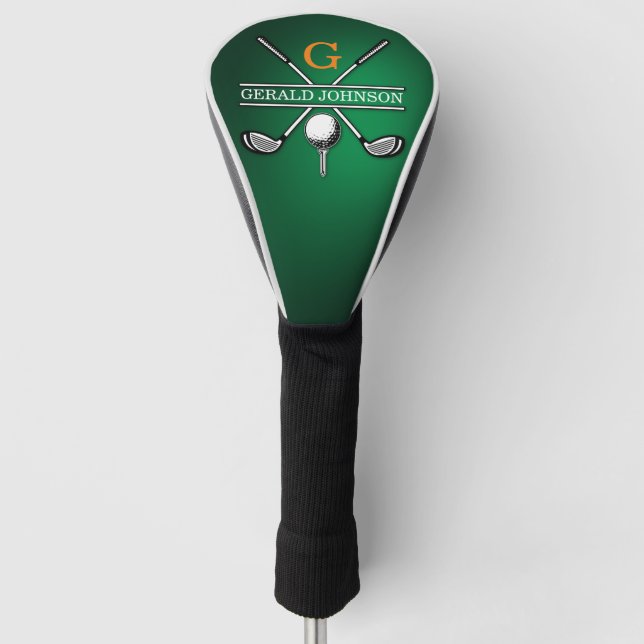 Custom Elegant Golf Monogram Design Head Cover (Front)