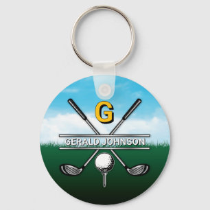 Custom Elegant Golf Monogram Design Key Ring