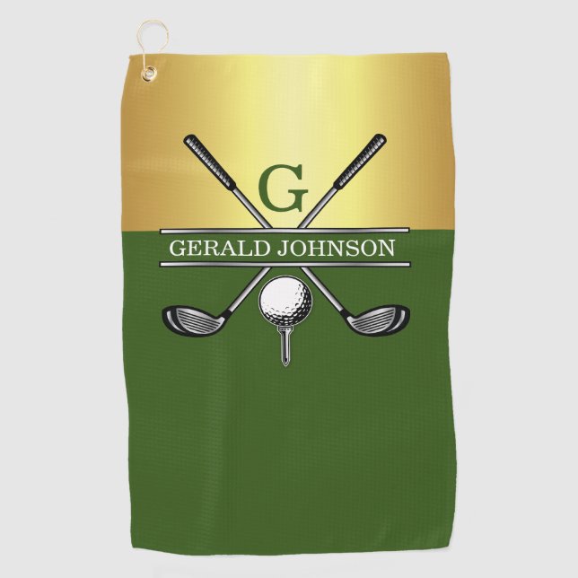 Custom Elegant Golf Monogram Golf Towel (Front)