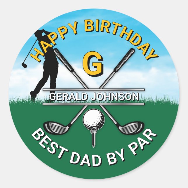 Custom Elegant Golf Party Design Classic Round Sticker (Front)