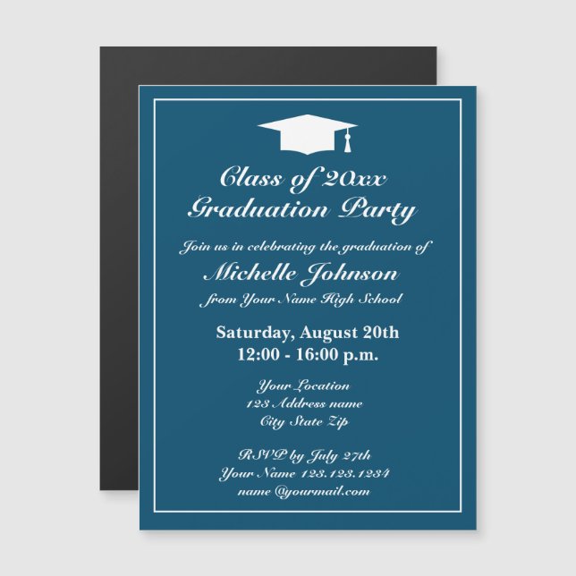 Custom elegant graduation party magnetic invitation (Front/Back)