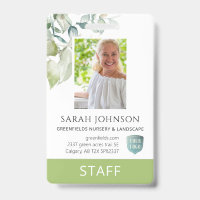 Custom Elegant Greenery Employee Photo ID