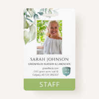 Custom Elegant Greenery Employee Photo ID 
