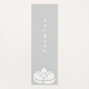 Custom Elegant Grey Lotus Flower Yoga Mat