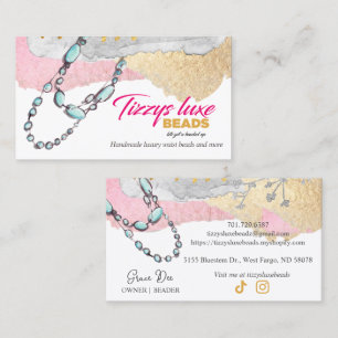 CUSTOM Elegant Handcrafted Bead Jewellery V2 R1 Bu Business Card