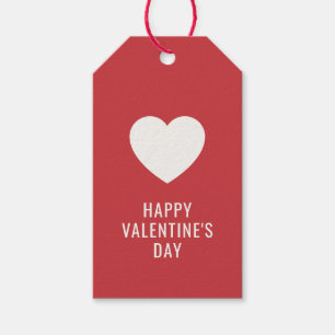 CUSTOM Elegant Happy Valentine's Day White Heart Gift Tags
