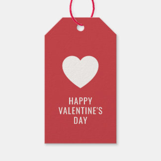 CUSTOM Elegant Happy Valentine's Day White Heart Gift Tags