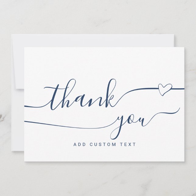 Custom Elegant Heart Calligraphy Thank You Cards (Front)
