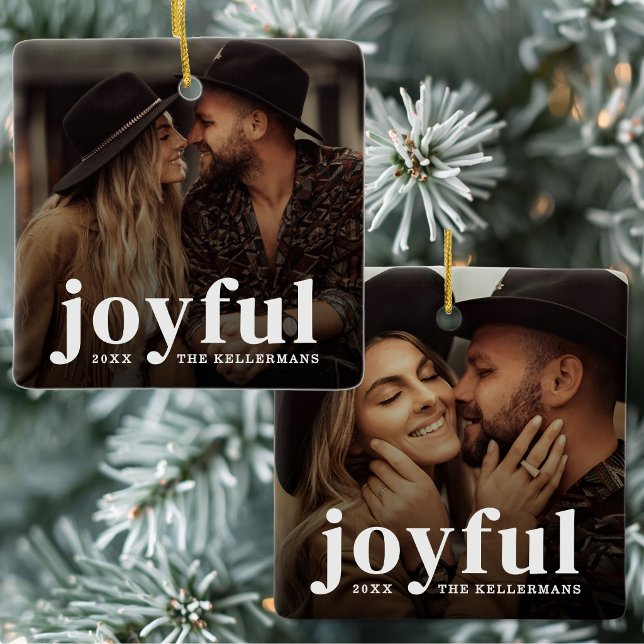 Custom Elegant Joyful Photo Ceramic Ornament (Custom Elegant Joyful Photo Ceramic Ornament )