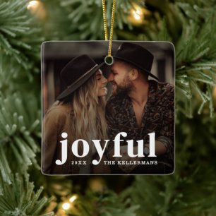 Custom Elegant Joyful Photo Ceramic Ornament