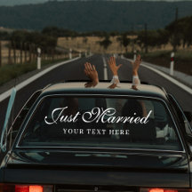Custom Elegant Just Married Car Wedding Banner