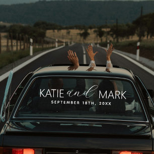 Custom Elegant Just Married Car Wedding Banner Window Cling