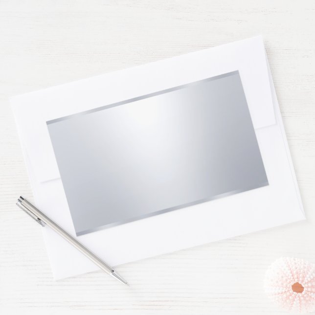Custom Elegant Look Faux Silver Blank Template Rectangular Sticker (Envelope)