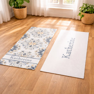 Custom Elegant Mandala Gold Navy Yoga Mat