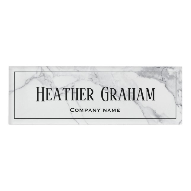Custom Elegant Marble Design Name Tag (Front)