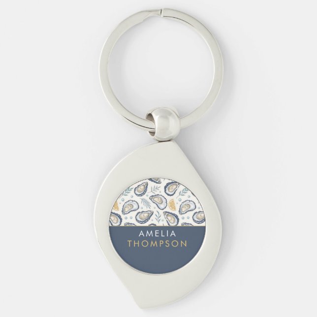 Custom Elegant Marine Oysters Key Ring (Front)