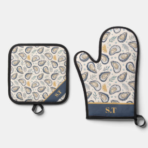 Custom Elegant Marine Oysters Oven Mitt & Pot Holder Set