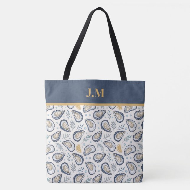 Custom Elegant Marine Oysters Tote Bag (Front)