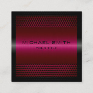 Custom Elegant Maroon Stainless Metal Square Business Card