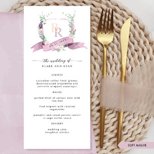 Custom Elegant Mauve Dusty Purple Monogram Wedding Menu