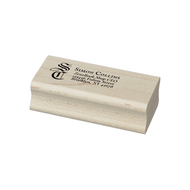Custom Elegant Mediaeval Monogram Return Address Rubber Stamp (Stamp)