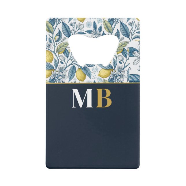 Custom Elegant Mediterranean Lemon Botanical Navy (Front)