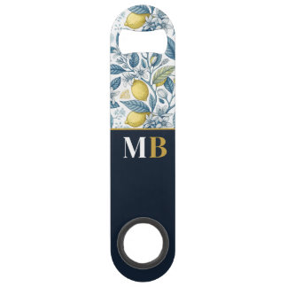 Custom Elegant Mediterranean Lemon Botanical Navy