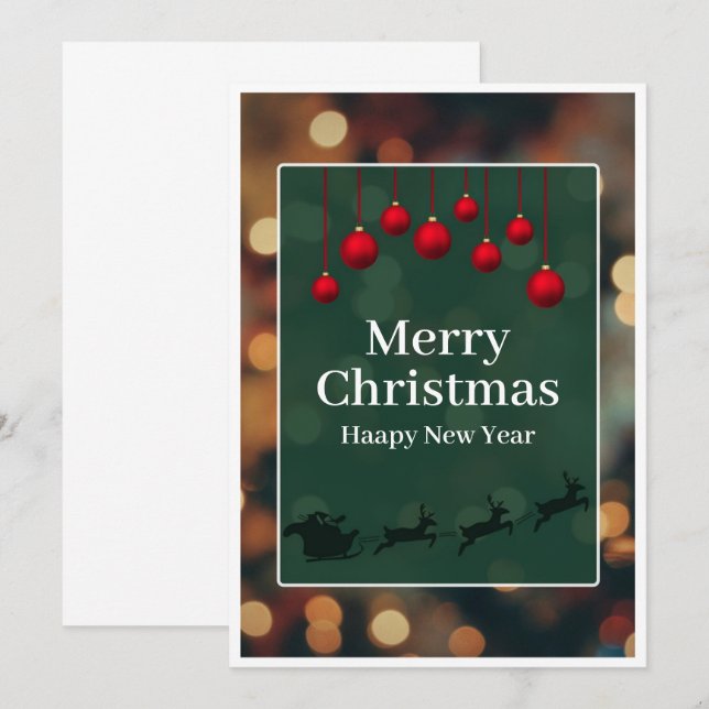 "Custom Elegant Merry Christmas & New Year Card" Invitation (Front/Back)