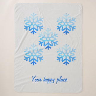 Custom Elegant Minimalist Geometric Snowflake Blue Sherpa Blanket