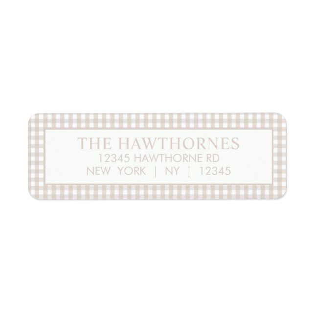 Custom Elegant Minimalist Gingham Return Address (Front)