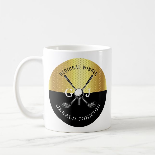 Custom Elegant Minimalist Golf Monogram Design Coffee Mug (Left)