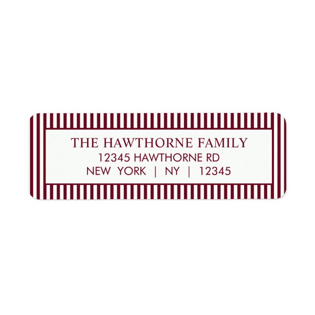 Custom Elegant Minimalist Stripe Return Address (Front)