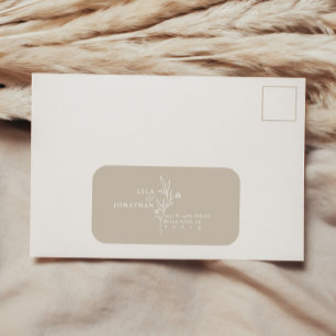 Custom Elegant Minimalist Taupe Wedding RSVP Label