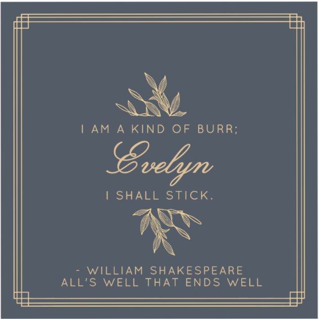 Custom Elegant Minimalist Witty Quote Navy Gold (Front)