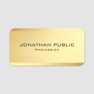 Custom Elegant Minimalistic Template Glamour Gold Name Tag