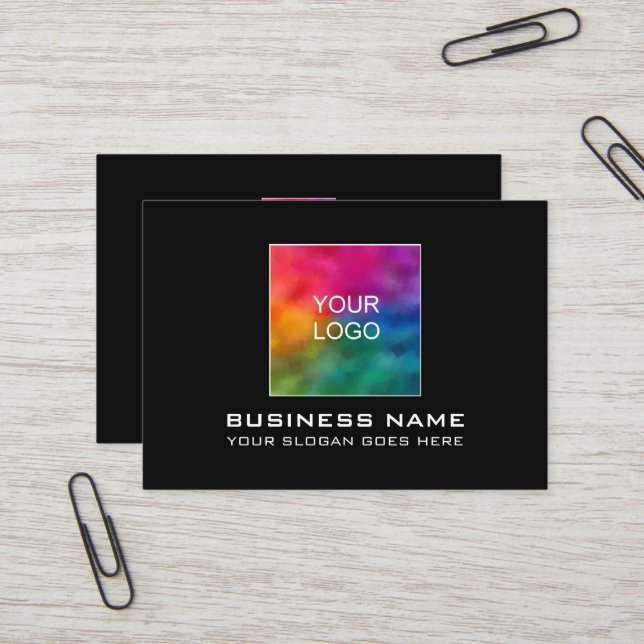 Custom Elegant Modern Add Your Company Logo Here Business Card (Front/Back In Situ)