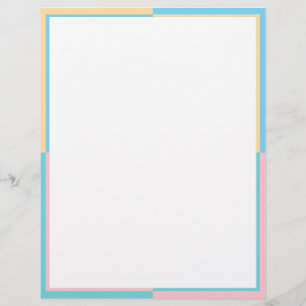 Custom Elegant Modern Blue Green Pink Yellow Blank Custom Letterhead