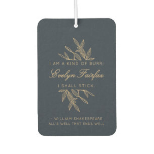 Custom Elegant Modern Botanical Witty Quote Navy Car Air Freshener